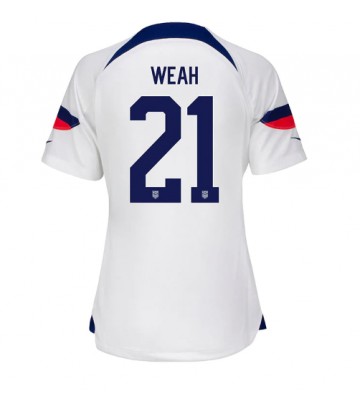 United States Timothy Weah #21 Replica Home Stadium Shirt for Women World Cup 2022 Short Sleeve